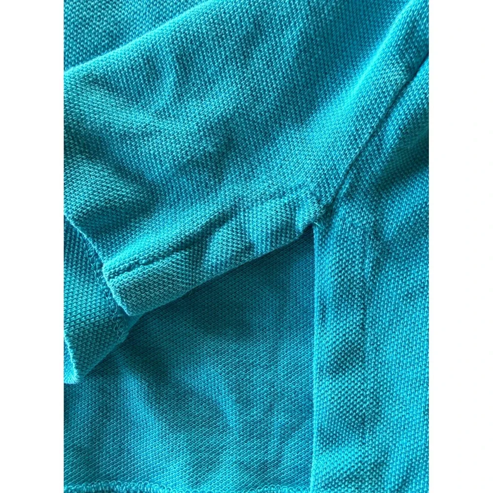 Vintage Polo Ralph Lauren Mens Turquoise Blue Pique Polo Shirt Made in USA Med